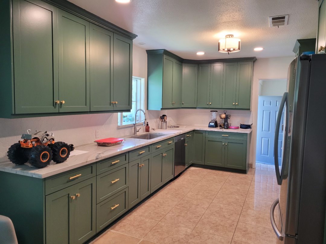 Green Shaker Kitchen Cabinets