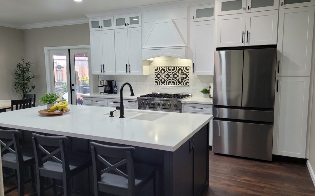 Black Mat and White Shaker Cabinets and Kitchen Remodel Project In Fowler